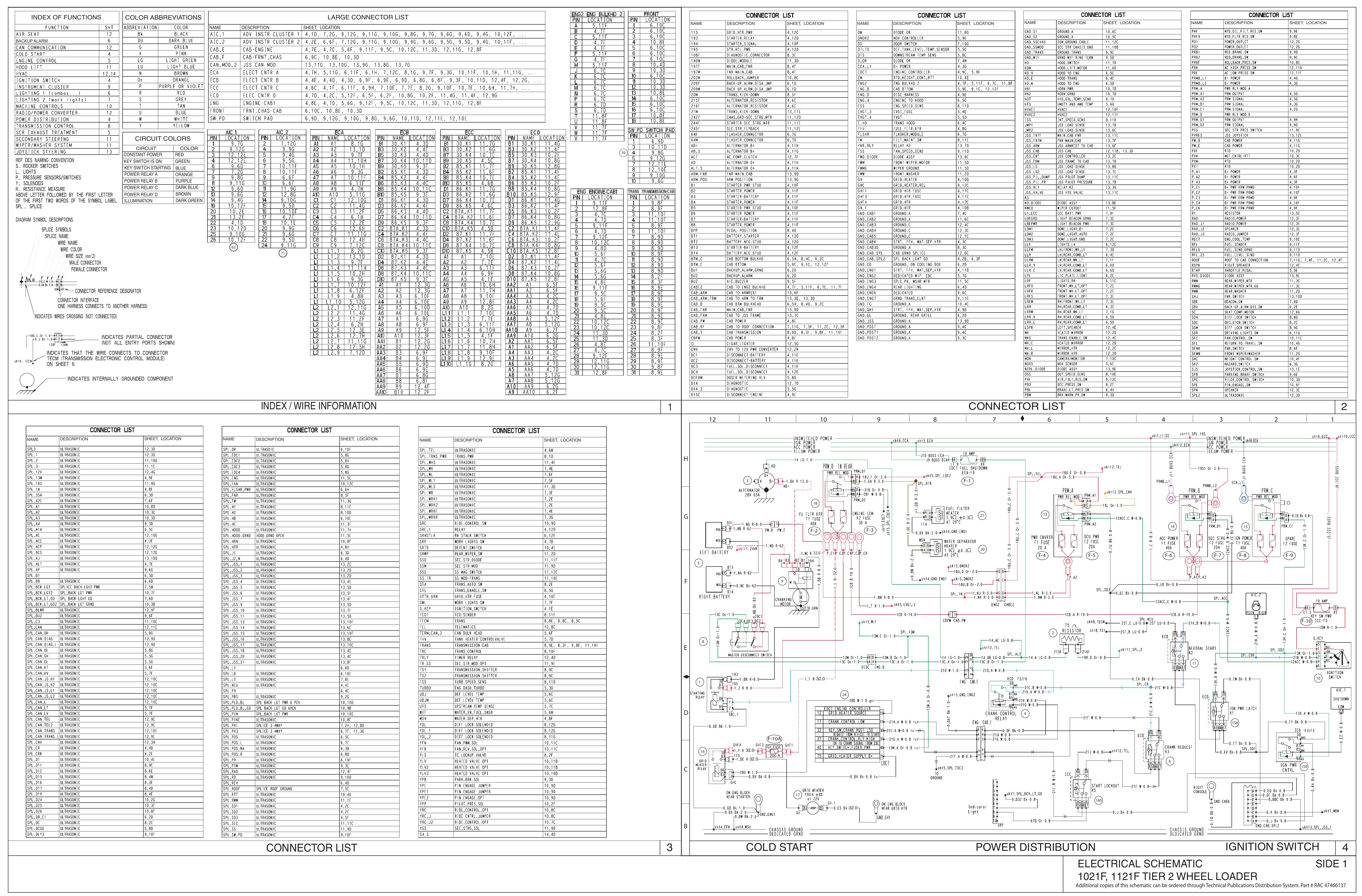 1021F, 1121F TIER 2 WHEEL LOADER ELECTRICAL SCHEMATIC